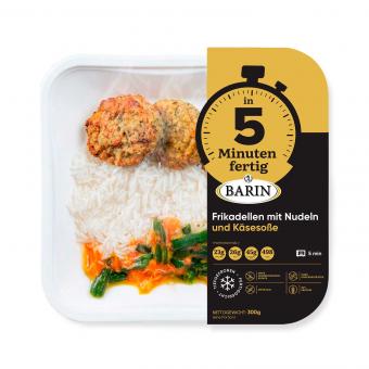 BARIN Kabeljau-Frikadellen mit Béchamelsoße, Gemüse und Reis, 300 g