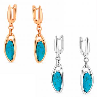 Ohrhänger aus 925 Silber mit Türkis, rotvergoldet oder rhodiniert