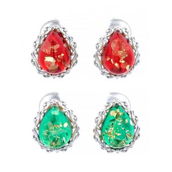 Ohrringe aus 925er Sterlingsilber mit tropfenförmigen Bernsteinen