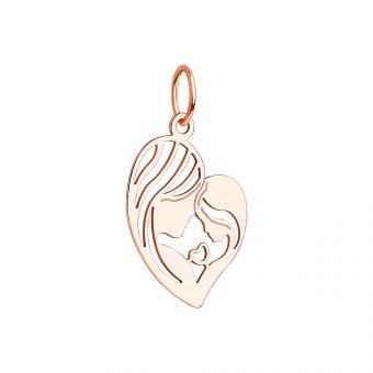 Pendant heart mother daughter in 585 red gold