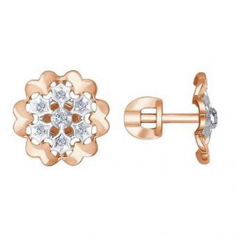 Серьги-гвоздики Sokolov из красного золота 585 пробы с бриллиантами