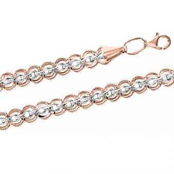 Цепочка или браслет "Фантазия" из красного и белого золота 585 пробы