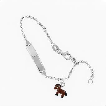 Cute children's bracelet made of 925 silver with horse pendant, width approx. 2-5 mm