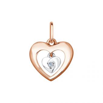 Sokolov pendant heart in 585 red and white gold with one diamond