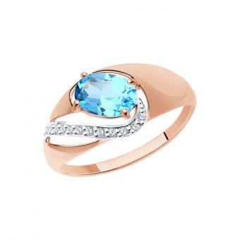 Sokolov Damenring aus 585 Rotgold mit einem Topas und Zirkonia