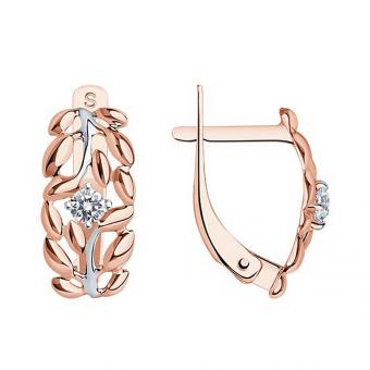 Серьги из золота с фианитами