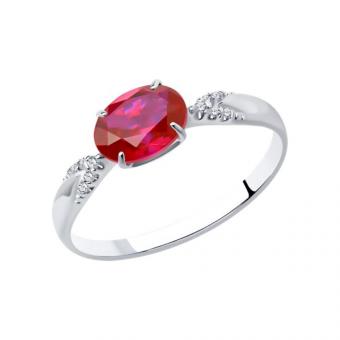 Sokolov Damenring aus 925 Silber mit einem Rubin und Zirkonia
