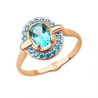 Sokolov Damenring aus 585 Rotgold mit einem Topas und Zirkonia