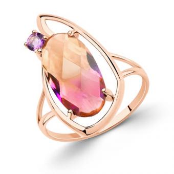 Sokolov ladies' ring in 585 rose gold with an amethyst and sitall