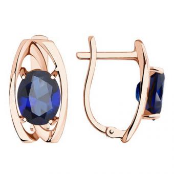 Золотые серьги 585 пробы с корундом