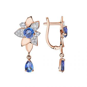 Sokolov Серьги из золота 585 пробы с топазами и фианитами