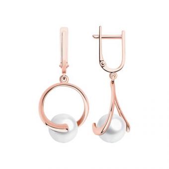 Серьги из золота 585 пробы с жемчугом