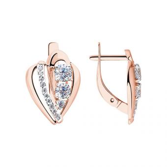 Серьги из золота 585 пробы с фианитами