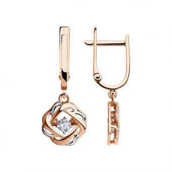 Sokolov Серьги из красного золота 585 пробы с фианитами