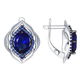 Sokolov Серебряные серьги 925 пробы с сапфирами и фианитами