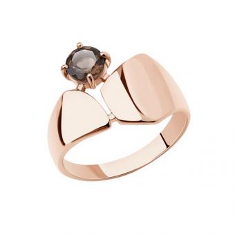 Sokolov ladies ring gold plated 925 silver with one smoky topaz