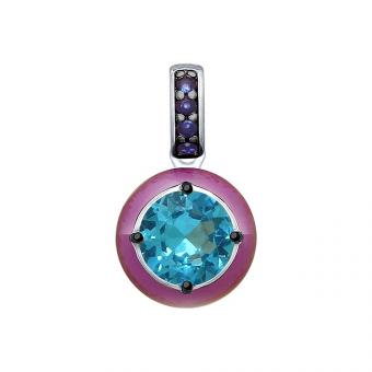 Sokolov pendant in 925 silver with sitall, zirconia and enamel