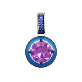 Sokolov Подвеска из серебра 925 пробы с эмалью сиреневым ситаллом и фианитами
