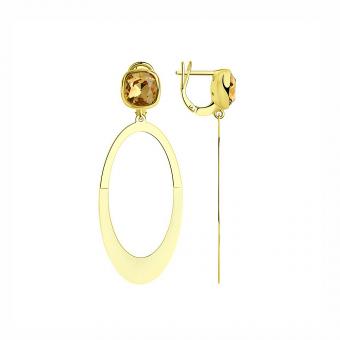 Sokolov Серьги из позолоченного серебра 925 пробы с кристаллами