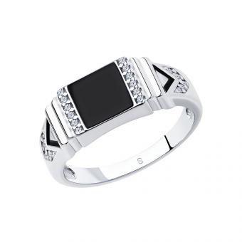 Sokolov Печатка из серебра с эмалью с фианитами​