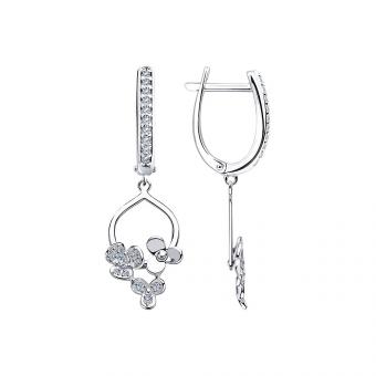 Серебряные серьги 925 пробы с фианитами