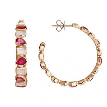 Sokolov hoop earrings in 925 silver gold-plated with tourmaline, quartz and jade