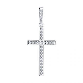 Серебряный крестик 925 пробы с фианитами