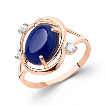 Sokolov ladies ring in 585 rose gold with sapphire and zirconia