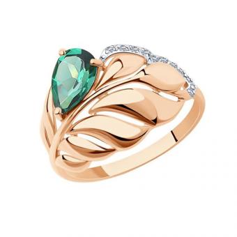 Sokolov Кольцо из золота 585 пробы с изумрудом и фианитами