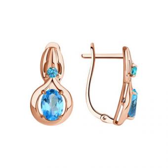 Sokolov Серьги из красного золота 585 пробы с топазами Swarovski и фианитами