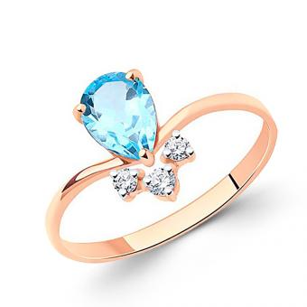 Sokolov ladies' ring in 585 rose gold with a topaz and zirconia