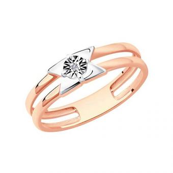 Sokolov ladies ring gold plated 925 silver with diamond