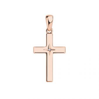 Sokolov Anhänger Kreuz vergoldet aus 925 Silber mit einem Brillanten