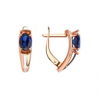 Sokolov Серьги из золочёного серебра 925 пробы с синими сапфирами
