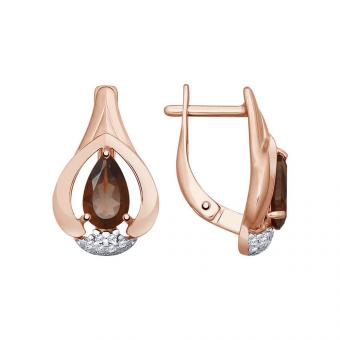 Sokolov Ohrringe vergoldet aus 925 Silber mit Rauchtopas und Zirkonia