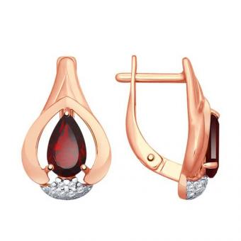 Sokolov Серьги из позолоченного серебра 925 пробы с гранатами и фианитами