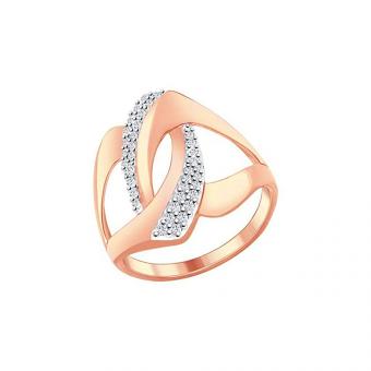 Sokolov Кольцо из позолоченного серебра 925 пробы с фианитами