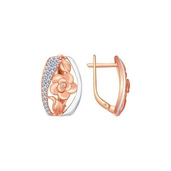 Sokolov Серьги из позолоченного серебра 925 пробы с фианитами