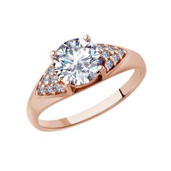 Sokolov Женское кольцо из позолоченного серебра 925 пробы с фианитами