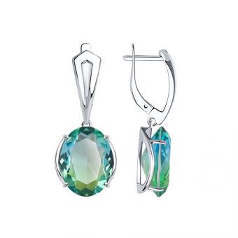 Sokolov Серьги из серебра 925 пробы с зелено-голубыми ситалами