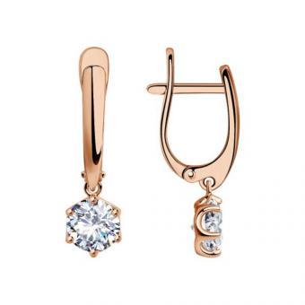 Sokolov Серьги из позолоченного серебра 925 пробы с фианитами