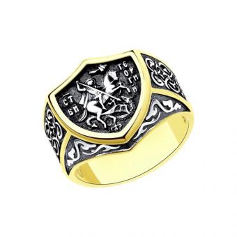 Sokolov Печатка мужская из позолоченного серебра 925 пробы