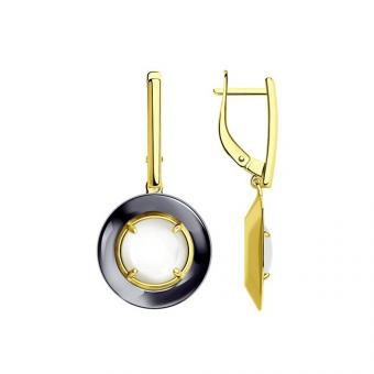 Sokolov Серьги из позолоченного серебра 925 пробы с лунными камнями 