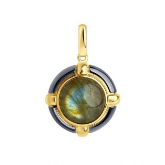 Sokolov pendant in 925 silver gold-plated with labradorite