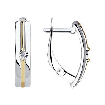 Sokolov Серьги из позолоченного серебра 925 пробы с бриллиантами