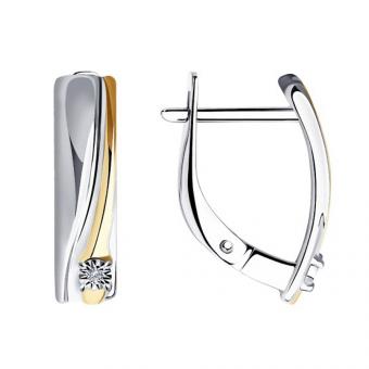 Sokolov Серьги из серебра 925 пробы с позолотой и бриллиантами