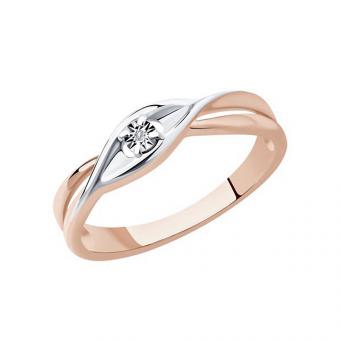 Sokolov ladies ring 925 silver gold plated with diamond