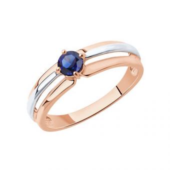 Sokolov Damenring aus 925 Silber vergoldet mit blauem Korund