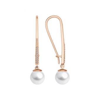 Sokolov Серьги из позолоченного серебра 925 пробы с жемчугом и фианитами