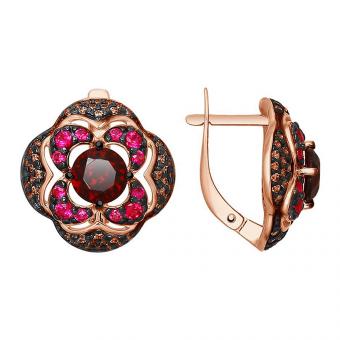 Sokolov Ohrringe aus 925 Silber vergoldet mit Granat und Zirkonia